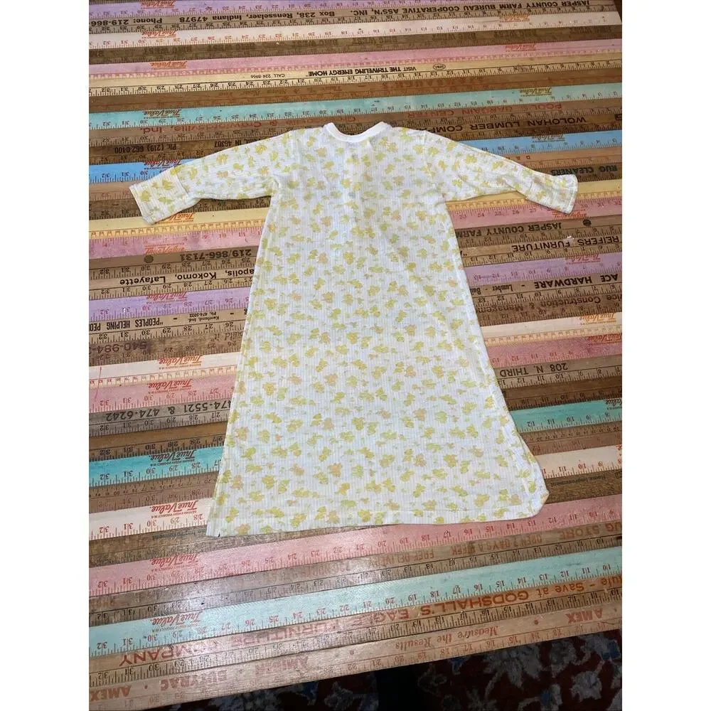 Vintage 1970 Carters Layette Gown Yellow Long Sleeve Snap Button * Wear * Piling